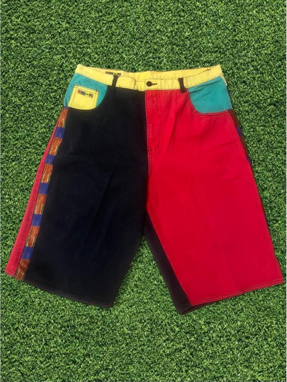 Vintage 90s Petroleum Multicolor Jean Shorts – Size XL